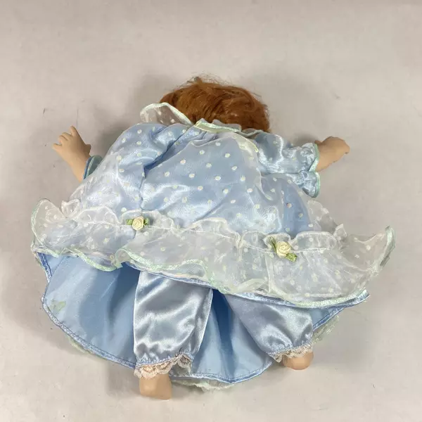 Seymour Mann Porcelain Doll 10 Inch Red Hair Blue Dress