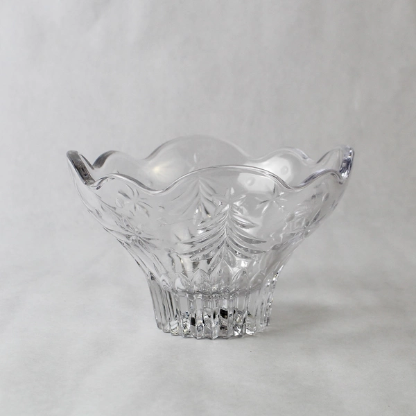 Ornate Glass Bowl with Christmas Tree Patterns - Holiday Decor - 6" Wide