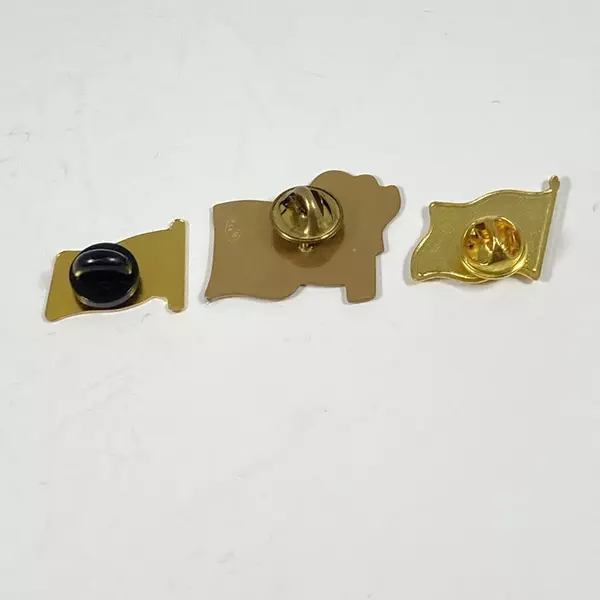 Lot of 3 Brass Enamel US Flag Hat Lapel Pinbacks - Good Condition