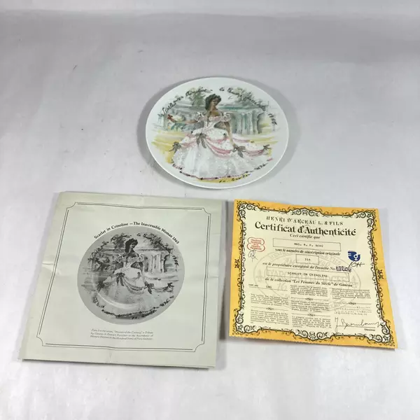 D'Arceau Limoges 1976 Collector Plate "Scarlet En Crinoline" - COA Included