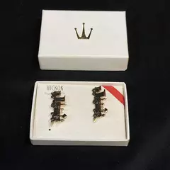 Set of 2 Vintage Hickok Steam Engine Gold Tone Lapel Pins