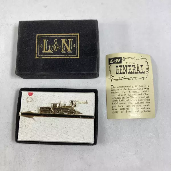 Vintage Hickok L&N System The General Steam Engine Gold Tone Tie Clip 3 Inch