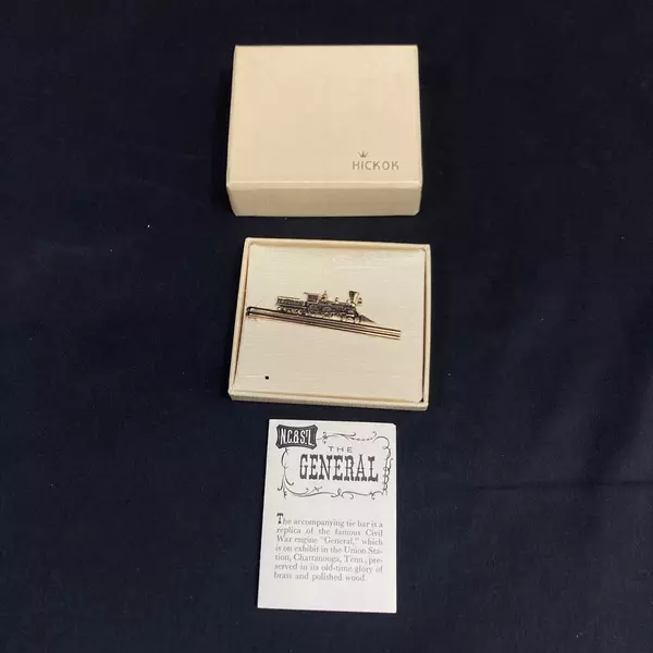 Vintage Hickok L&N "The General" Steam Engine Gold Tone Tie Clip 2.5"