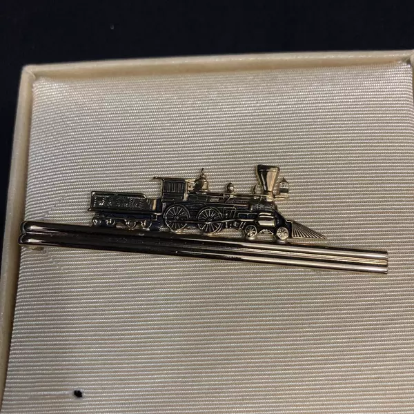 Vintage Hickok L&N "The General" Steam Engine Gold Tone Tie Clip 2.5"