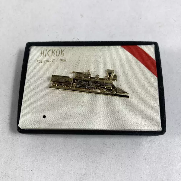 Vtg Hickok L&N System The General Steam Engine 1 5/8 Inch Gold Tone Tie Clip 
