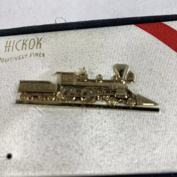 Vtg Hickok L&N System The General Steam Engine 1 5/8 Inch Gold Tone Tie Clip 