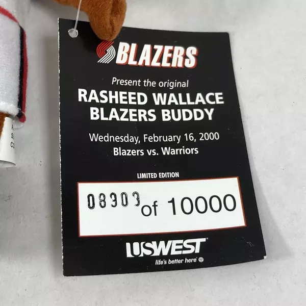 2000 Limited Edition Rasheed Wallace Trail Blazers Plush #30 Rare