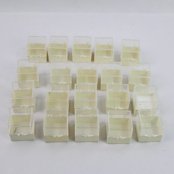 Lot of 20 Acrylic 1 Inch Display Cases Clear Beige Boxes Rings Earrings