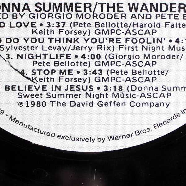 Donna Summer The Wanderer Vinyl Record 1980 Geffen Good Condition Collectible