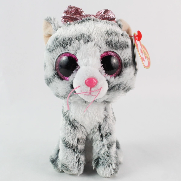 Ty Beanie Boos Baby Kiki Gray White Kitty Cat Plush 6.5" with Tags