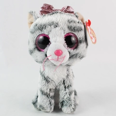 Ty Beanie Boos Baby Kiki Gray White Kitty Cat Plush 6.5" with Tags
