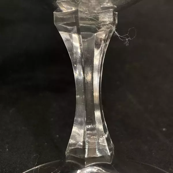 Lot of 2 Crystal Cordial Glasses with Platinum Rims, Hexagon Stem, 3.75"