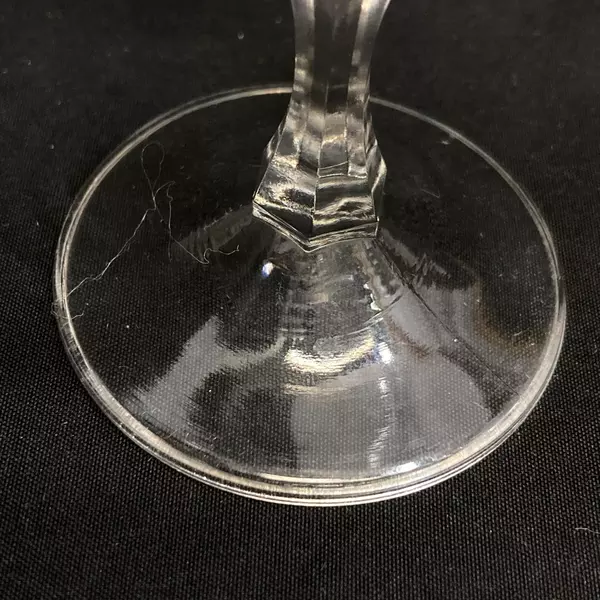 Lot of 2 Crystal Cordial Glasses with Platinum Rims, Hexagon Stem, 3.75"