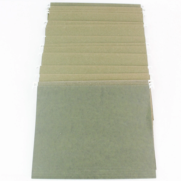 Set of 25 Hanging File Folders Green No Tabs Cabinets White Hooks