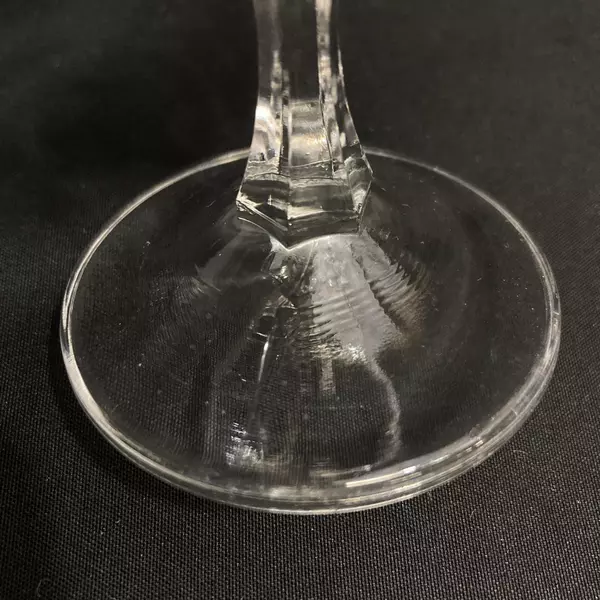 Lot of 3 Crystal Cordial Glasses Platinum Rims Hexagon Stem 3.75"