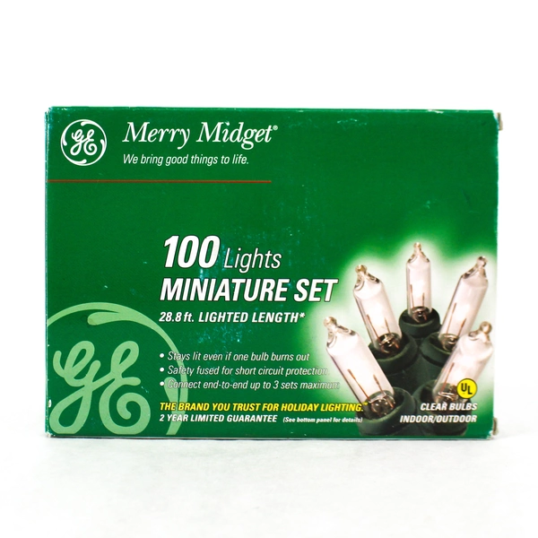 GE Merry Midget 100 Clear Lights Miniature Set Indoor/Outdoor 28.8 ft