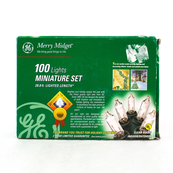 GE Merry Midget 100 Clear Lights Miniature Set Indoor/Outdoor 28.8 ft