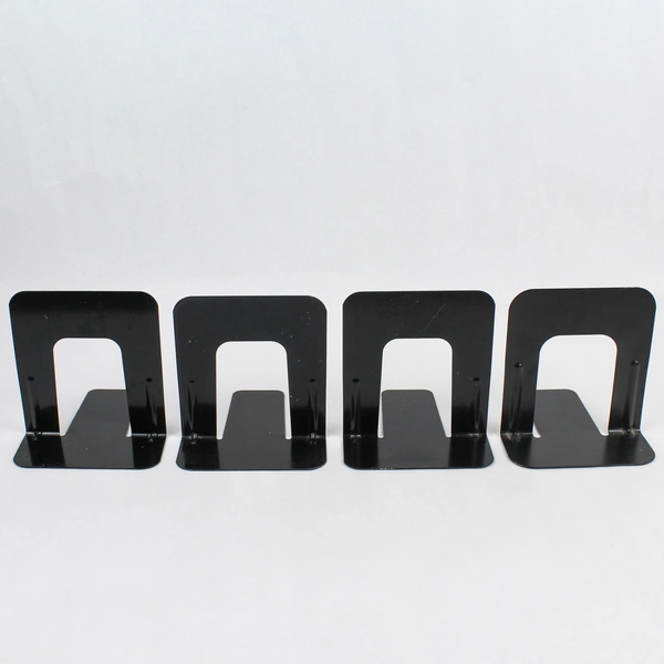 Lot of 2 Pairs Black Metal Bookends 5.25" Tall Home Office School Decor