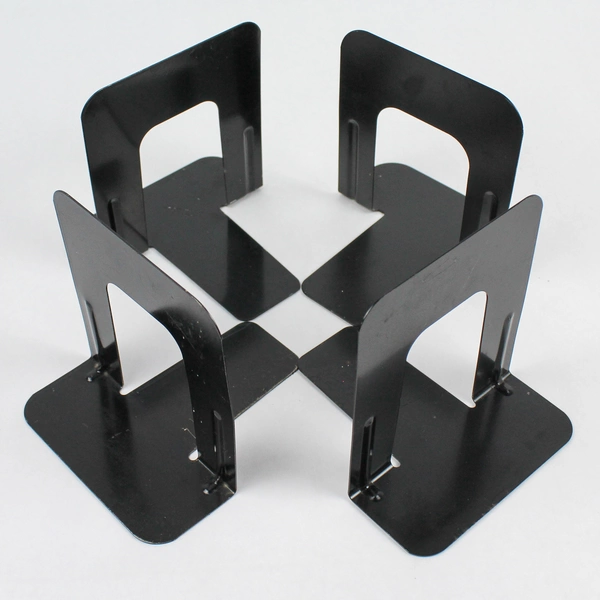 Lot of 2 Pairs Black Metal Bookends 5.25" Tall Home Office School Decor