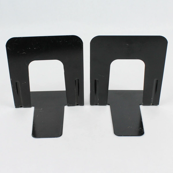 Lot of 2 Pairs Black Metal Bookends 5.25" Tall Home Office School Decor