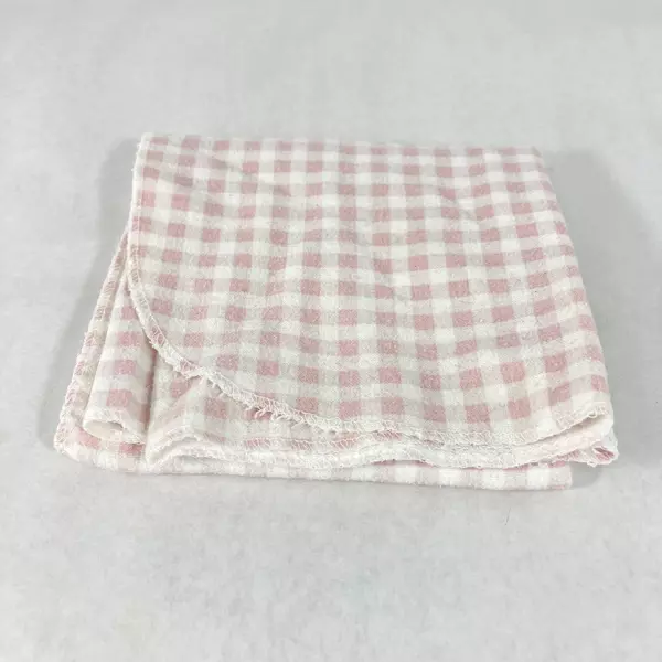 Set of 2 White Baby Receiving Blankets Pink Polka Dots & Checks 26"