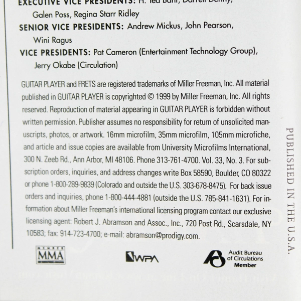 Vintage Guitar Player Magazine April 1999 - Better Chops in 15 Days
