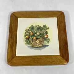 Wood N Toys Handmade Cork Back Tile Trivet Gooseberries 8.75 x 8.75 Inch