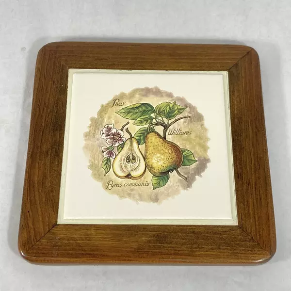 Wood N Toys Handmade Cork Back Tile Trivet Pears 8.75 x 8.75 Inch