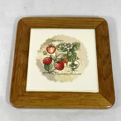 Wood 'N' Toys Handmade Cork Back Tile Trivet Strawberries 8.75 x 8.75 Inch