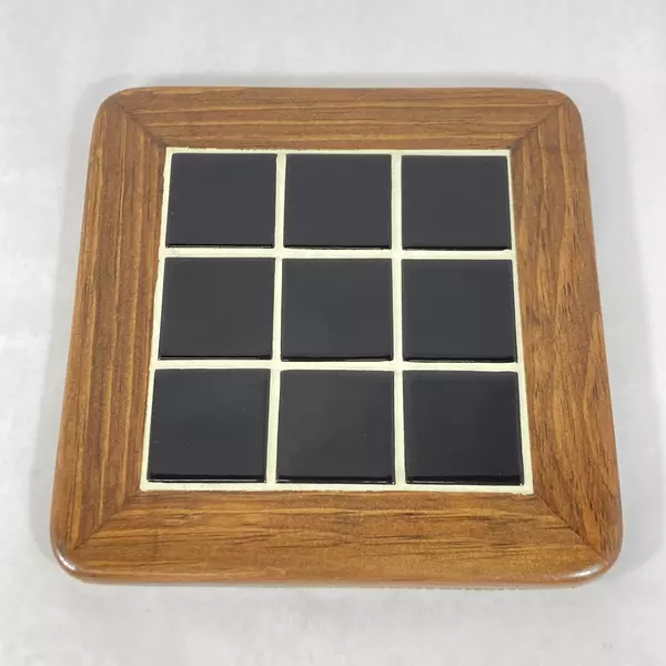 Handmade Wood 'N' Toys Cork-Back Tile Trivet Black Squares 8.75" x 8.75"