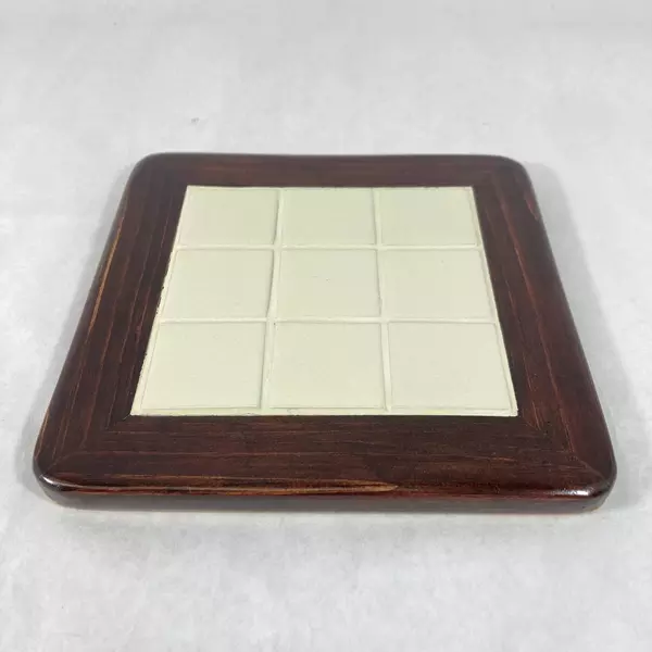 Handmade Wood N Toys Cork Back Tile Trivet White Squares 8.75" Square