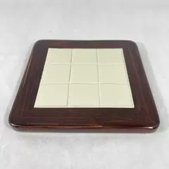 Handmade Wood N Toys Cork Back Tile Trivet White Squares 8.75" Square