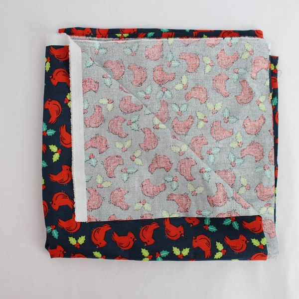 Jo-Ann Dark Blue Bird & Holly Pattern Fabric 41x42" DIY Project Cutters