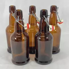 5 Vintage E Z Cap Swing Top Bottles Brown Glass for Home Brewing