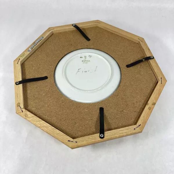 Framed Hand Painted White Chrysanthemum Plate Signed A J Byerlee