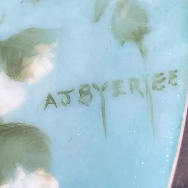 Framed Hand Painted White Chrysanthemum Plate Signed A J Byerlee