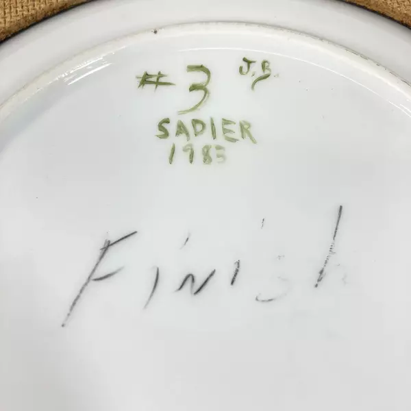 Framed Hand Painted White Chrysanthemum Plate Signed A J Byerlee