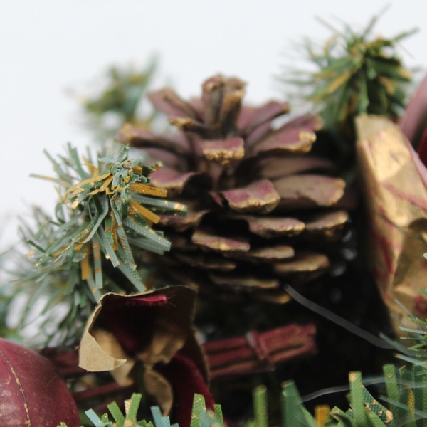 Lot of 2 Christmas Candle Rings Wreaths with Berries & Pine Cones