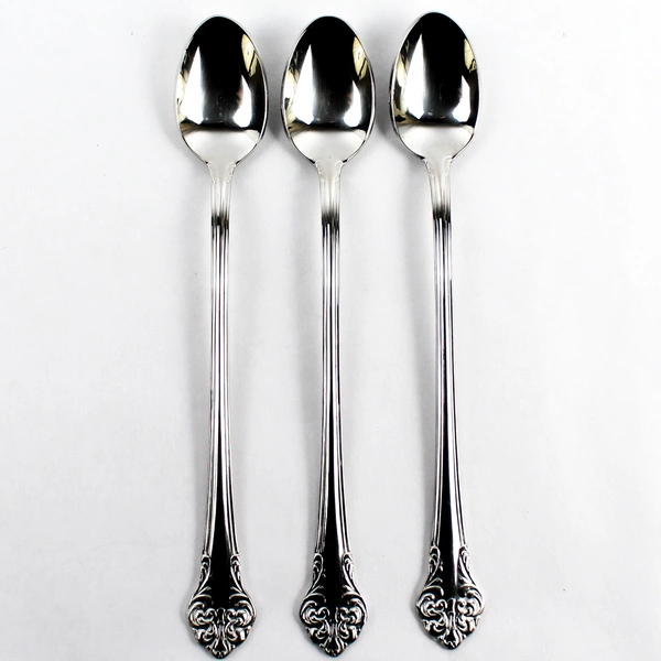 Lot of 3 Reed & Barton Elegante 7-3/4" Stainless Steel Iced Tea Spoons