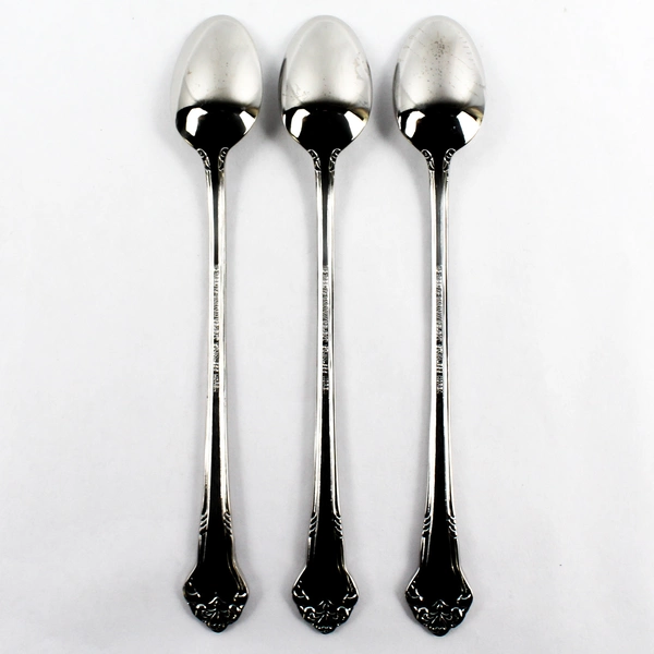 Lot of 3 Reed & Barton Elegante 7-3/4" Stainless Steel Iced Tea Spoons
