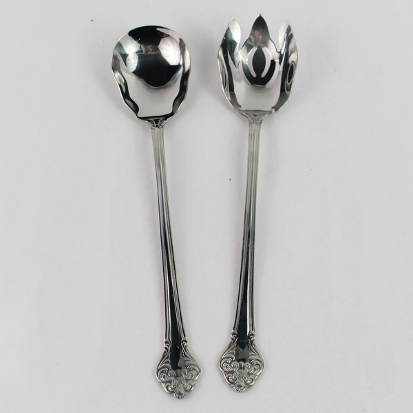 Set of 2 Reed & Barton Elegante Select Stainless Steel Salad Serving Utensils