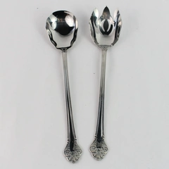 Set of 2 Reed & Barton Elegante Select Stainless Steel Salad Serving Utensils