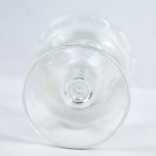 Set Of 6 Vintage Clear Thumbprint Heavy Glass Schooner Style Goblets 8 oz.