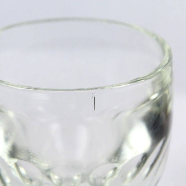 Set Of 6 Vintage Clear Thumbprint Heavy Glass Schooner Style Goblets 8 oz.