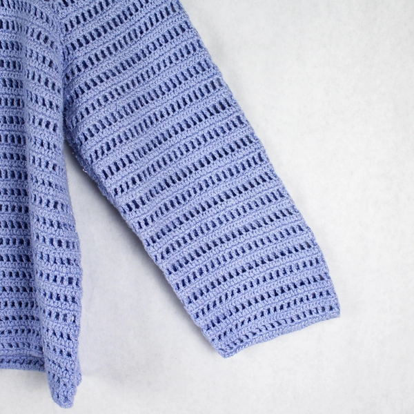 Handmade Purple Crochet Cardigan Sweater 3/4 Sleeve Women's Size XS