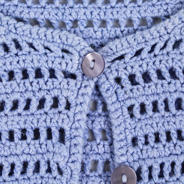 Handmade Purple Crochet Cardigan Sweater 3/4 Sleeve Women's Size XS