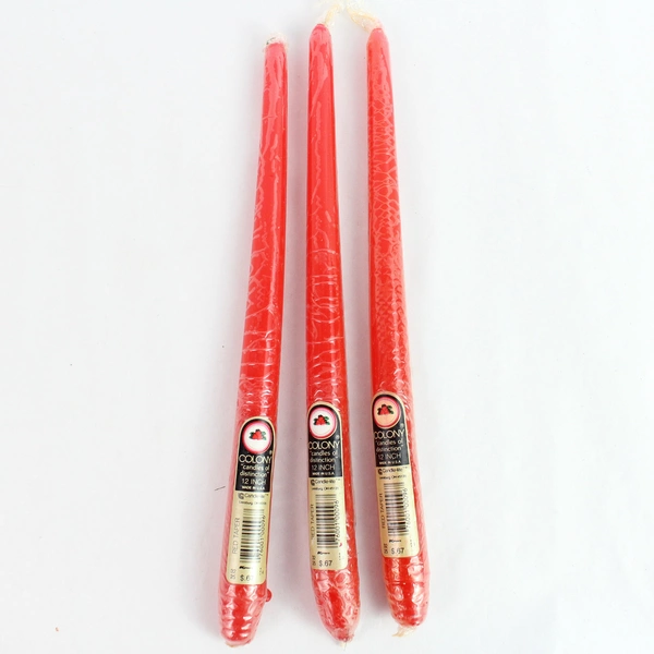 Set of 4 Colony Dark Red 12" Taper Dinner Candles - Unlit & Sealed