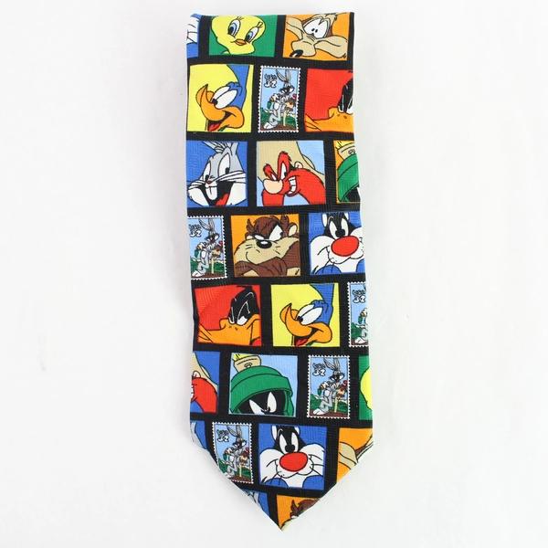 Looney Tunes Stamp Collection Necktie 1997, 55" - Fun Cartoon Characters