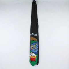 MMG Hallmark Yule Tie Fishing Santa Reindeer Christmas Necktie 55" Good Cond