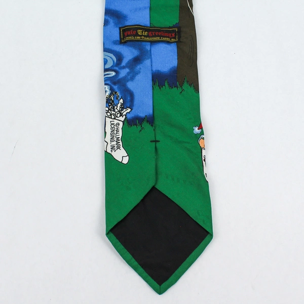 MMG Hallmark Yule Tie Fishing Santa Reindeer Christmas Necktie 55" Good Cond
